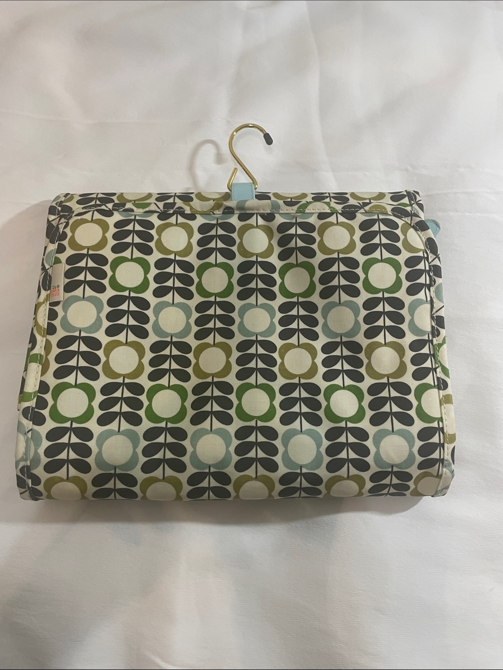Orla Kiely Floral Geometric Toiletries/Make-up Bag in Green, Navy and Cream